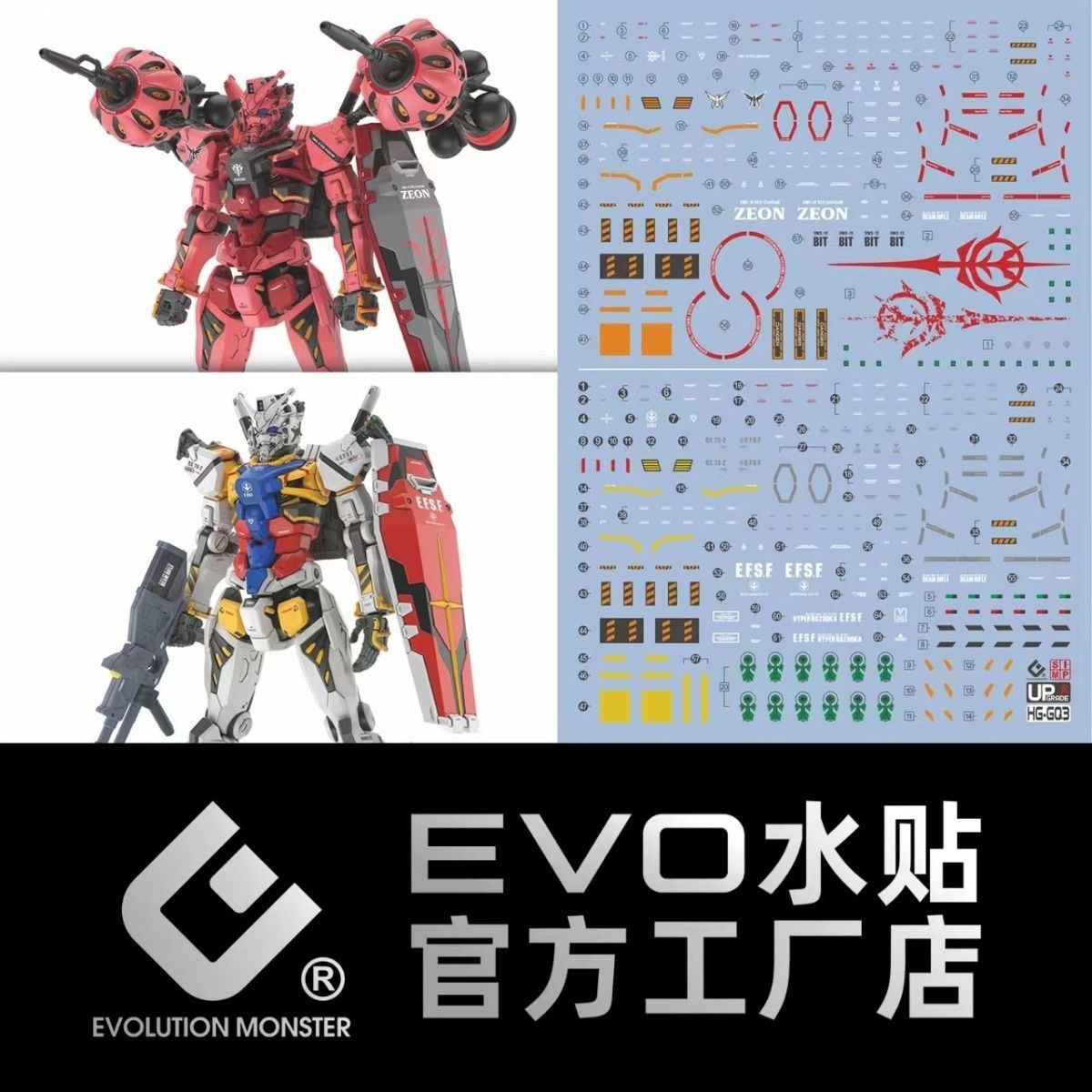 EVO HG 1/144 Red/White Gundam Water Slide Decals