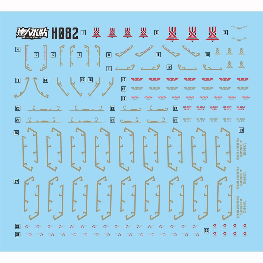 HG 1/144 Black Knight Squad Cal-re A Water Slide Decals