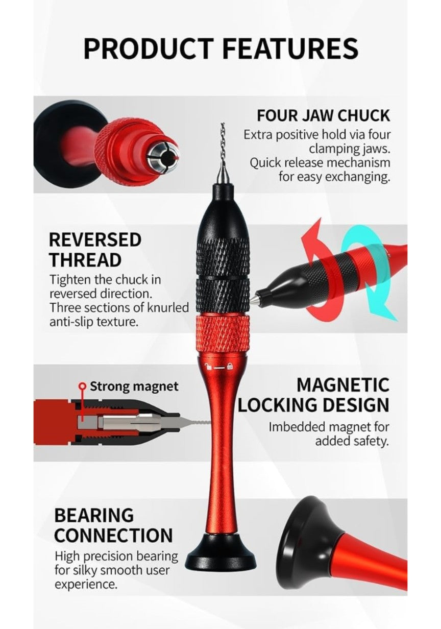 DSPIAE AT-SHD Precision Aluminum Alloy Hand Drill Set with 10 Tungsten Heads