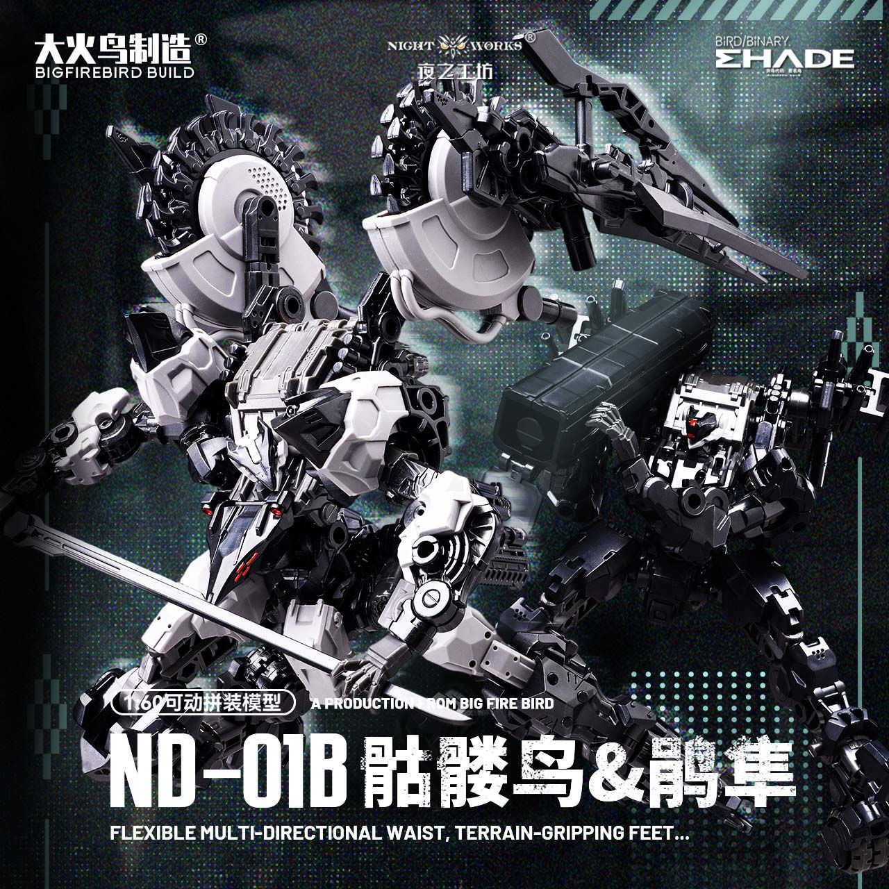 Big Firebird Build 1/60 ND-01B Skullbird & Baza Model Kit