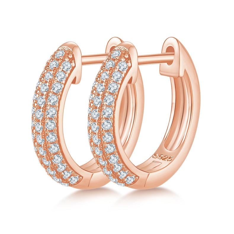 0.37CT Luxurious Sterling Silver Moissanite Hoop Earrings - Elegant Accessory for Everyday Glamour
