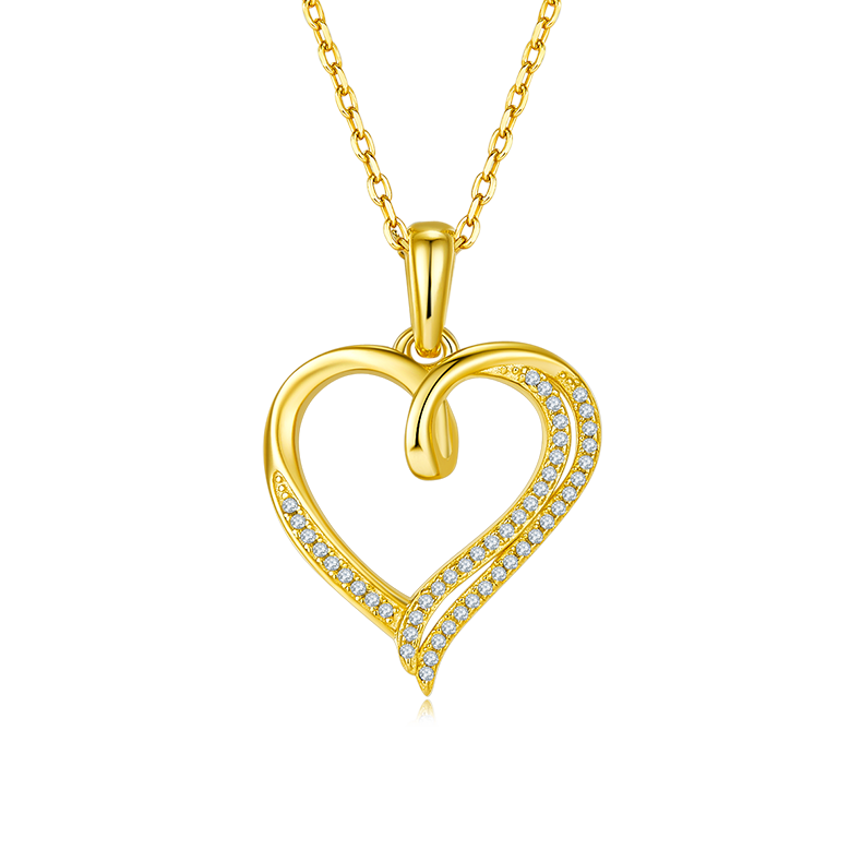 0.15CT Sparkling Heart Pendant Necklace with Moissanite  - Elegant Jewelry for Every Occasion
