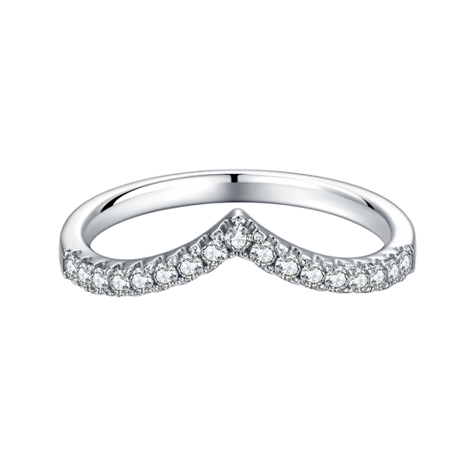 0.255CT Chevron Ring with Moissanite - Chic Elegance for Special Occasions