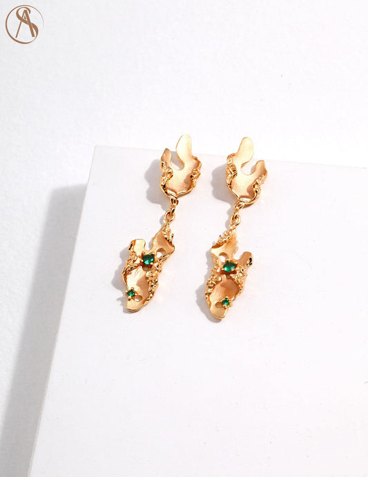 Emerald Birthstone Drop Earrings