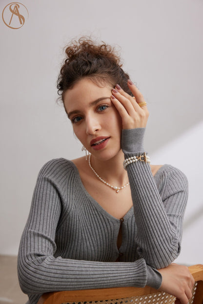 Elegant Zirconia Pearl Necklace