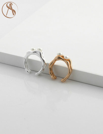 Flowing Sterling Silver / Gold Vermeil Pearl Ring