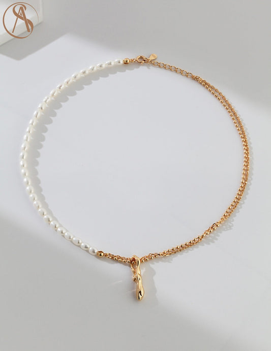 Pearl with Precious Metal Chain Necklace